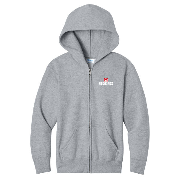 Mayo Redbirds Girls Basketball Design 1 on a - Youth Core Fleece Full Zip Hooded Sweatshirt Thumbnail