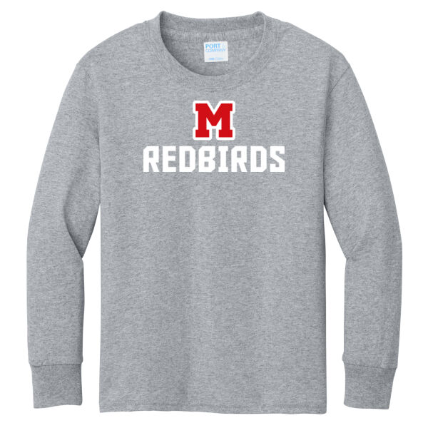 Mayo Redbirds Girls Basketball Design 1 on a - Youth Long Sleeve Core Cotton Tee Thumbnail