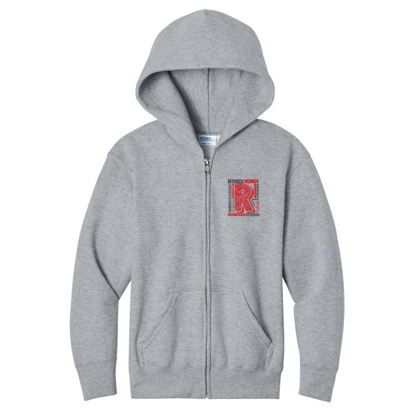 Mayo Redbirds Girls Basketball Design 2 on a  - Youth Core Fleece Full Zip Hooded Sweatshirt Thumbnail