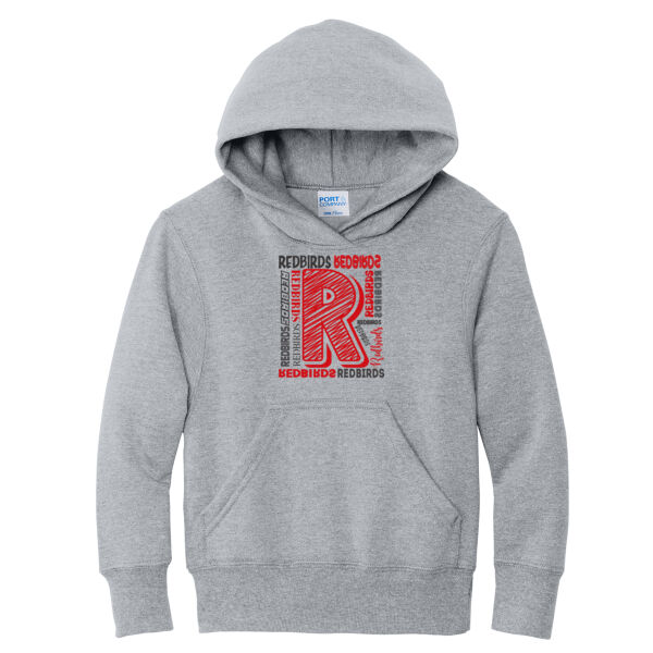 Mayo Redbirds Girls Basketball Design 2 on a  - Youth Core Fleece Pullover Hooded Sweatshirt Thumbnail