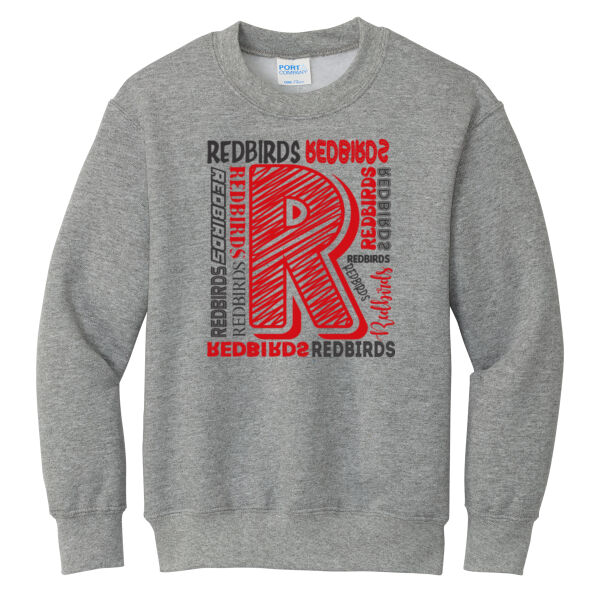 Mayo Redbirds Girls Basketball Design 2 on a  - Youth Core Fleece Crewneck Sweatshirt Thumbnail