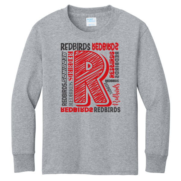 Mayo Redbirds Girls Basketball Design 2 on a  - Youth Long Sleeve Core Cotton Tee Thumbnail