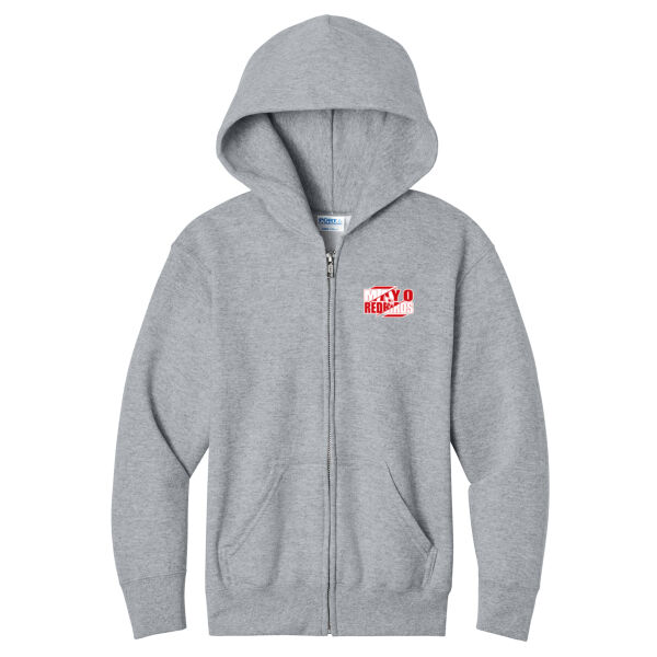 Mayo Redbirds Girls Basketball Design 3 on a - Youth Core Fleece Full Zip Hooded Sweatshirt Thumbnail