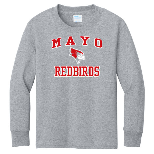 Mayo Redbirds Girls Basketball Design 4 on a - Youth Long Sleeve Core Cotton Tee Thumbnail
